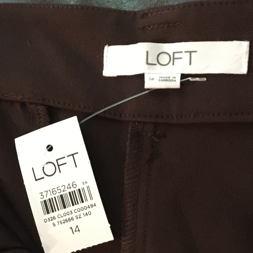 NWT LOFT Peyton Trouser Chocolate high-waist, wide leg Size 14 - Picture 6 of 10